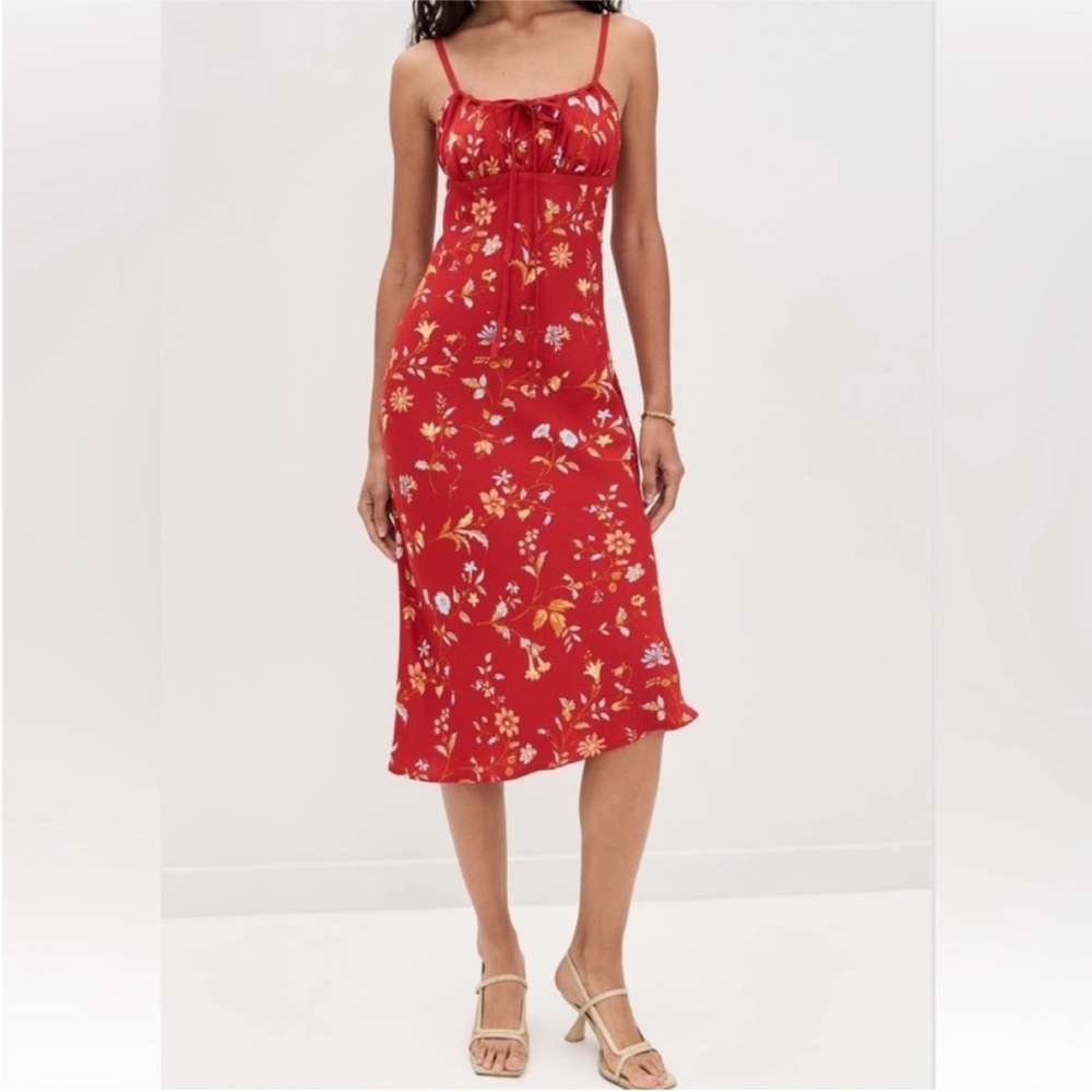 Reformation Camira Sleeveless Crepe Midi Dress in Borsa